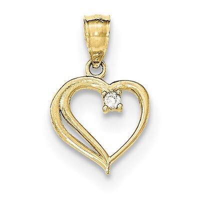 CZ Diamond Heart Pendant 10k Gold 10C1327, MPN: 10C1327, 191101456893
