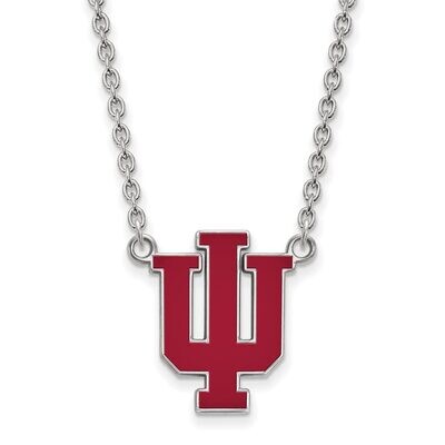 Indiana University Large Enamel Pendant with Chain Necklace Sterling Silver SS073IU-18, MPN: SS073I…