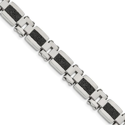 Black IP-plated Textured Wire Inlay 8.5 Inch Bracelet Stainless Steel Polished SRB1915-8.5 by Chise…