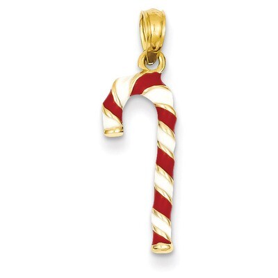 Enameled Candy Cane Charm 14k Gold YC930, MPN: YC930, 637218136094