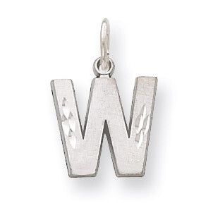 Diamond-cut Initial W Charm 14k White Gold Solid Satin D1282W, MPN: D1282W, 883957863078