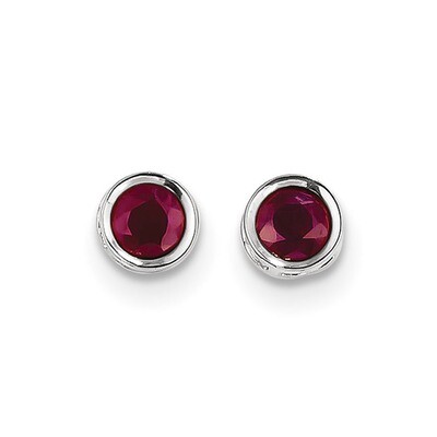 5mm Bezel Ruby Stud Earrings 14k white Gold XBE259, MPN: XBE259, 191101433528