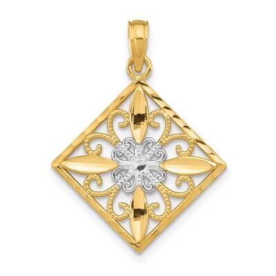Flower Cross Fashion Marquise Charm 14k Gold Rhodium K9485, MPN: K9485, 637218161751