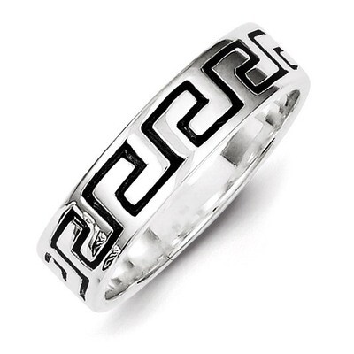Greek Key Ring Antiqued Sterling Silver QR1193, MPN: QR1193, 883957991719