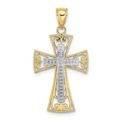 2-D and Diamond-Cut Beaded Filigree Cross Charm 10k Gold 10K9502, MPN: 10K9502,