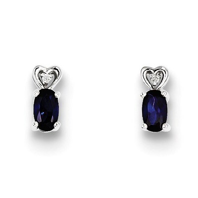 Sapphire &amp; Diamond September Earrings Sterling Silver QBE23SEP, MPN: QBE23SEP, 883957487960