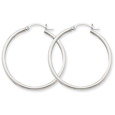 2mm Round Hoop Earrings 10k White Gold 10T825, MPN: 10T825, 883957895505