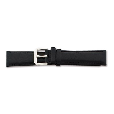 16mm Short Black Smooth Leather Watch Band 6.75 Inch Silver-tone Buckle BAW8S-16, MPN: BAW8S-16, 60…