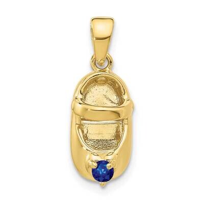 3-D September Synthetic Stone Engraveable Baby Shoe Charm 10k Gold 10K4652SEP, MPN: 10K4652SEP,