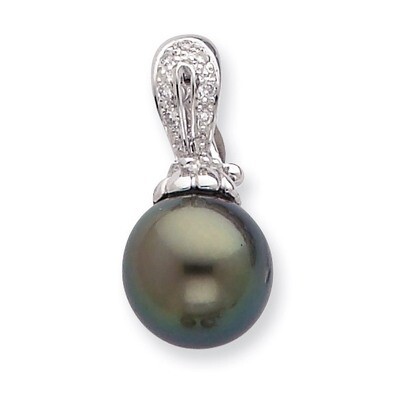 10-11mm Saltwater Cultured Tahitian Pearl &amp; Diamond Pendant 14k Gold XF416, MPN: XF416, 883957445779