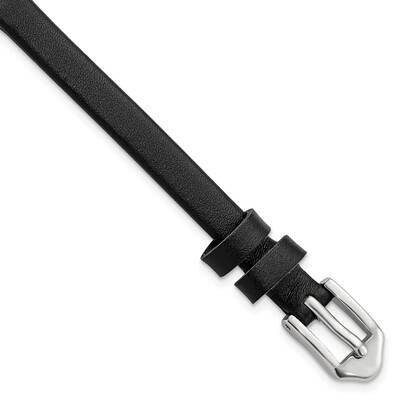 Gold-tone 6mm Black Classic Calfskin Buckle Watch Band Silver-tone BAW332-6, MPN: BAW332-6,