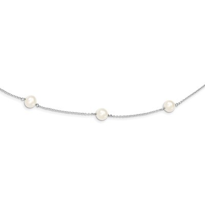 7-8mm Freshwater Cultured 9 Station Pearl Necklace 18 Inch Sterling Silver QH5236-18, MPN: QH5236-1…