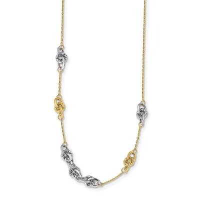 Leslie&#39;s Diamond-cut with 1.25 Inch Extender Necklace 14k Two-tone Gold Polished HB-LF1376-16.75, M…