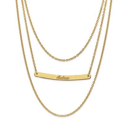 Brushed 3 Chain 1 Bar Name Necklace Gold-plated Silver XNA651GP, MPN: XNA651GP, 191101219948