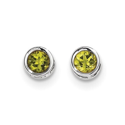 5mm Bezel Peridot Stud Earrings 14k white Gold XBE260, MPN: XBE260, 191101433535