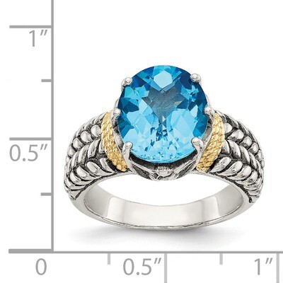 4.80 Swiss Blue Topaz Ring Sterling Silver &amp; 14k Gold QTC211, MPN: QTC211, 883957502922