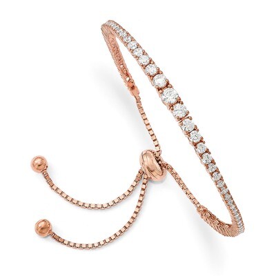 Rose Gold-Plated CZ 5-9 Inch Adjustable Bracelet Sterling Silver QG4166, MPN: QG4166, 886774613215