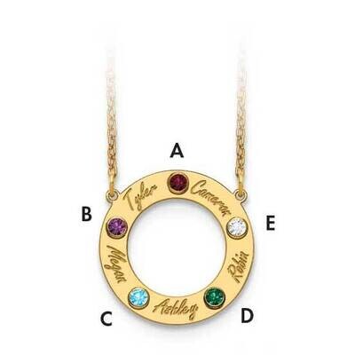 5 Name Cutout Circle Necklace with Birthstones Gold-plated  XNA880/5GP, MPN: XNA880/5GP,