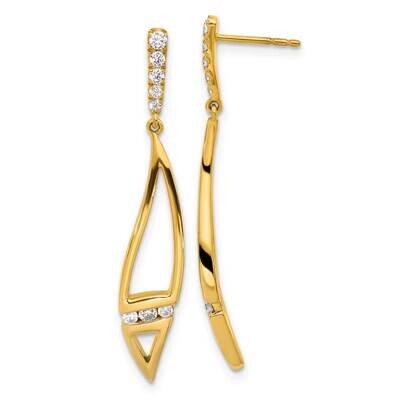 Si1/Si2, G H I, Curved Post Dangle Earrings 14k Gold Lab Grown Diamond EM9112-036-YLG, MPN: EM9112-…