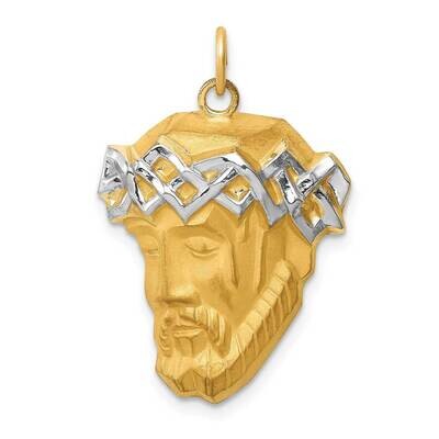 Rhodium-plated Large Jesus Medal 14k Hollow Polished Satin XR1736, MPN: XR1736, 883957950525