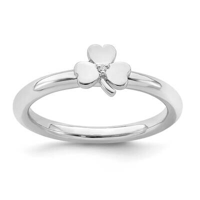 Diamond Clover Ring Sterling Silver Rhodium-plated QSK1971, MPN: QSK1971, 191101723124