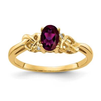 6x4mm Oval Rhodolite Garnet Aa Diamond Ring 14k Gold Y4690RG/AA, MPN: Y4690RG_AA, 883957583136