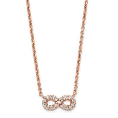 Infinity Necklace Sterling Silver Rose-tone CZ Diamond QG5171-16.5, MPN: QG5171-16.5, 886774081403