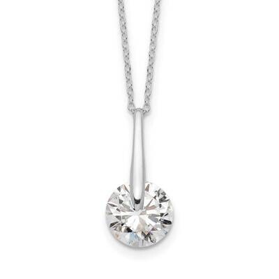 CZ Diamond Fancy 16 Inch Plus 2 Inch Extender Necklace 16 Inch Sterling Silver Rhodium-Plated Polis…
