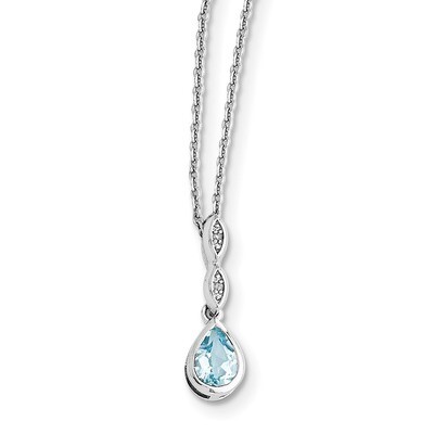 Blue Topaz and .01 Ct Diamond Necklace Sterling Silver QW369-18, MPN: QW369-18, 886774968896