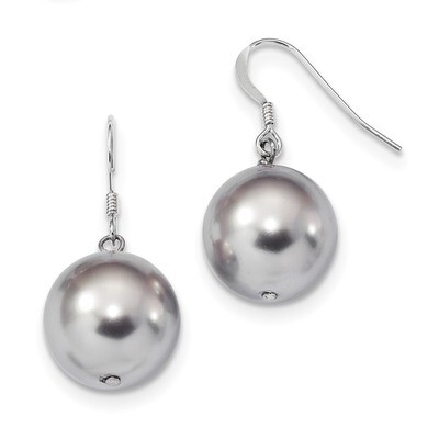 14-15 Grey Shell Round Pearl Dangle Earrings Sterling Silver QE12821, MPN: QE12821, 191101429200