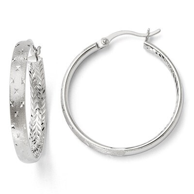 Leslie&#39;s Rhodium In/Out Diamond-cut Earrings - Sterling Silver HB-QLE293, MPN: QLE293, 886774286242