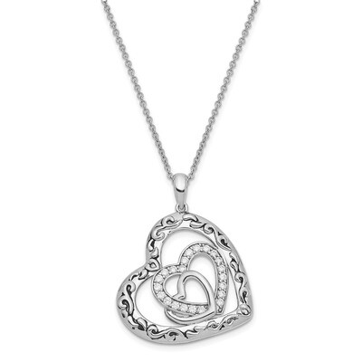 Antiqued My Blended Family 18 Inch Necklace Sterling Silver CZ Diamond QSX655, MPN: QSX655, 1911012…
