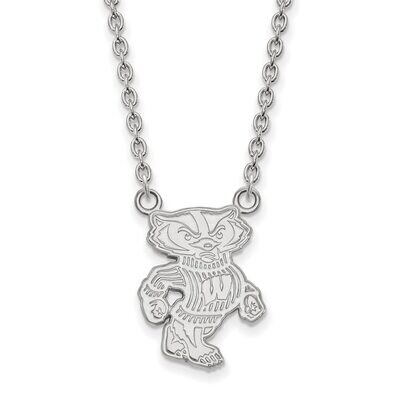 University of Wisconsin Large Pendant with Chain Necklace 10k White Gold 1W055UWI-18, MPN: 1W055UWI…