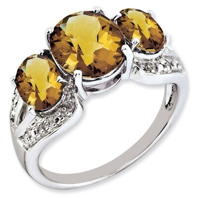 Whiskey Quartz &amp; Diamond Ring Sterling Silver QR3184WQ, MPN: QR3184WQ, 883957157672