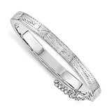 Child&#39;S Bangle Sterling Silver Rhodium-plated Textured with Safety Hinged QB817, MPN: QB817, 191101…