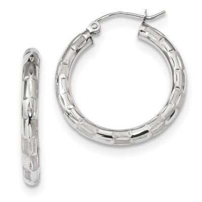 Polished Satin &amp; Diamond -cut Hoop Earrings 14k white Gold TF1011W, MPN: TF1011W, 191101143977