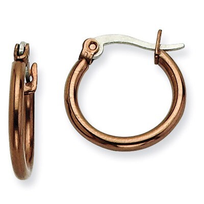 Chocolate IP plated 15.5mm Hoop Earrings - Stainless Steel SRE407 by Chisel, MPN: SRE407, 886774039…