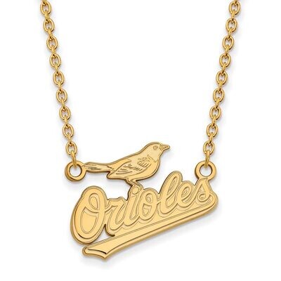 Baltimore Orioles Large Pendant with Chain Necklace Gold-plated Silver GP008ORI-18, MPN: GP008ORI-1…