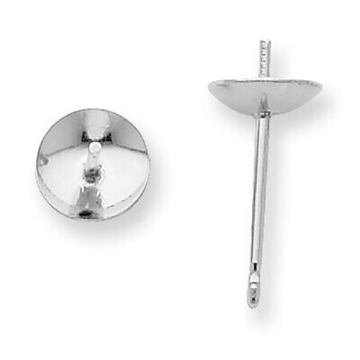 6mm Pearl Cup Post Earring Mounting 14k White Gold WG2657, MPN: WG2657,