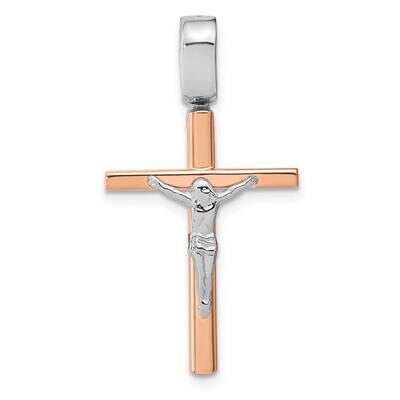Leslie&#39;s Rose and White Polished Crucifix Pendant 14k Gold HB-LF1355, MPN: LF1355, 196904158180