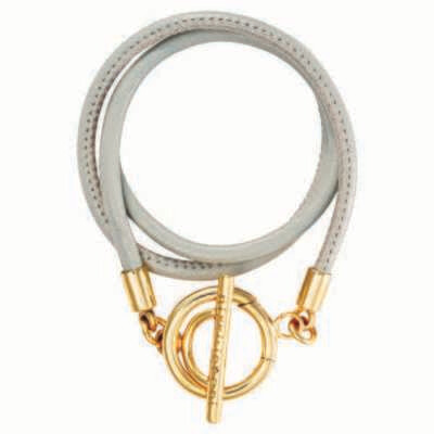 Nikki Lissoni Grey Leather Cord Wrap Bracelet with Gold-Plated T-Bar Clasp 17cm 6.7 inch B1076G17, …