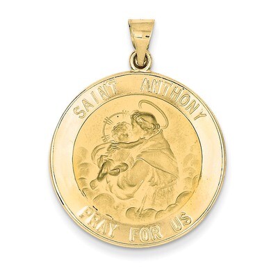 Saint Anthony Medal Pendant 14k Gold Polished and Satin XR1293, MPN: XR1293, 883957421780