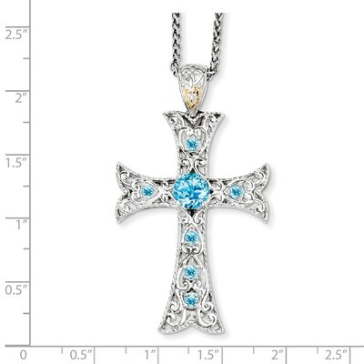 Blue Topaz Necklace Sterling Silver &amp; 14k Gold QTC805, MPN: QTC805, 883957368214