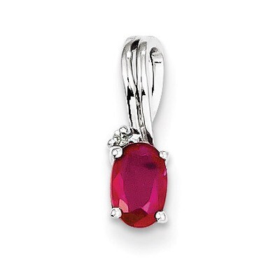 Ruby Oval Pendant Sterling Silver Rhodium-plated Diamond QP2985R, MPN: QP2985R, 883957537542