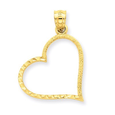 Diamond-cut Small Reversible Heart Pendant 14k Gold Solid Satin D1054, MPN: D1054, 752908156487