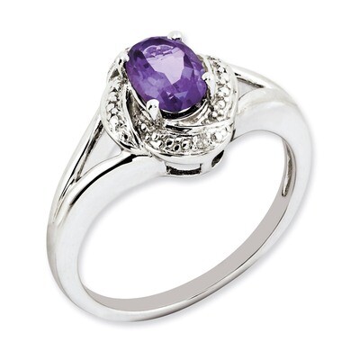February Amethyst Ring Sterling Silver Diamond QBR12FEB, MPN: QBR12FEB, 886774189000