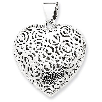 Puffed Heart Pendant Sterling Silver QP1479