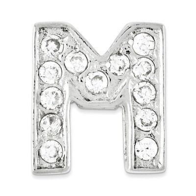 CZ Initial M Charm Sterling Silver QC6527M