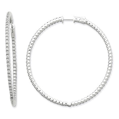 Diamond Round Hoop with Safety Clasp Earrings 14k White Gold XE2031WAA, MPN: XE2031WAA, 191101536564