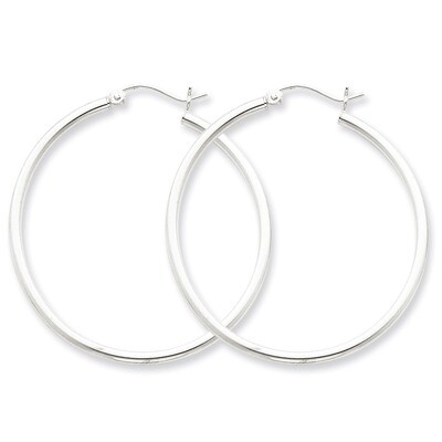 2mm Round Hoop Earrings Sterling Silver Rhodium-plated QE805, MPN: QE805, 883957940885